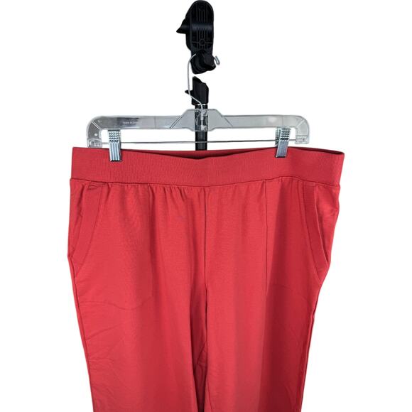 Denim & Co. Active French Terry Wide Leg Crop Pant Deep Papaya Large PETITEd - Picture 2 of 12